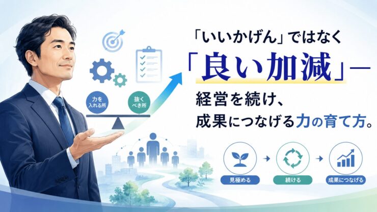 「いいかげん」ではなく「良い加減」――経営を続け、成果につなげる力の育て方